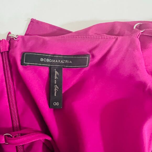 Bcbgmaxazria Pink Ruffle Asymmetrical Hem Dress Size 6 - Picture 5 of 7